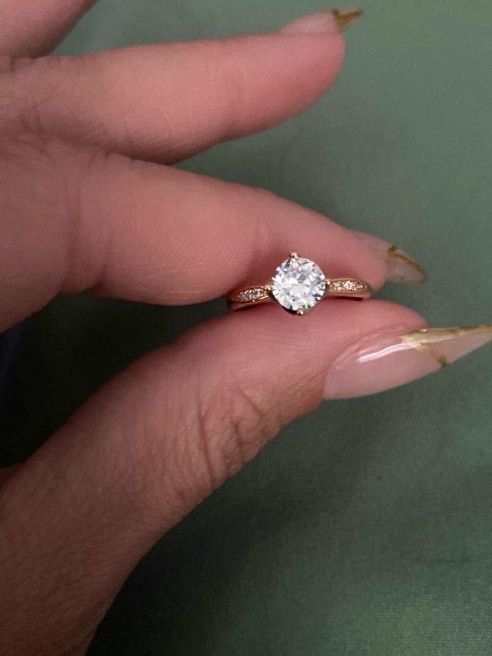 Classic 18k Gold plated Solitaire Engagement Ring ~ Elegant & timeless